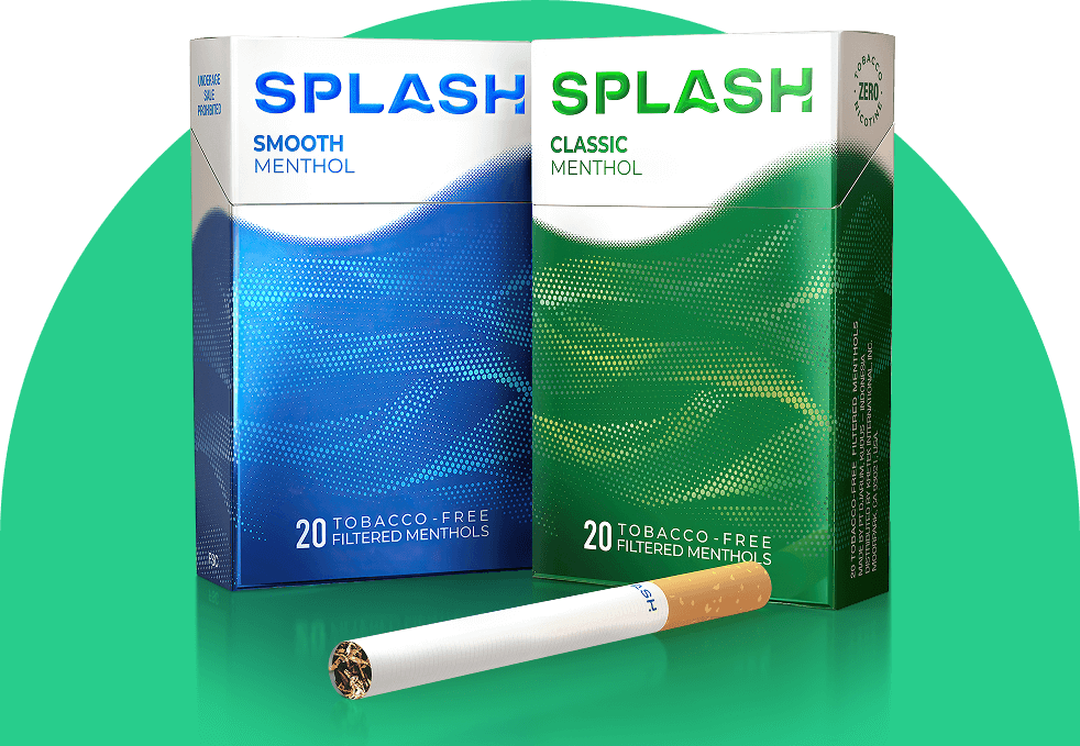 Splash Menthol Smooth and Classic packs with a menthol stick