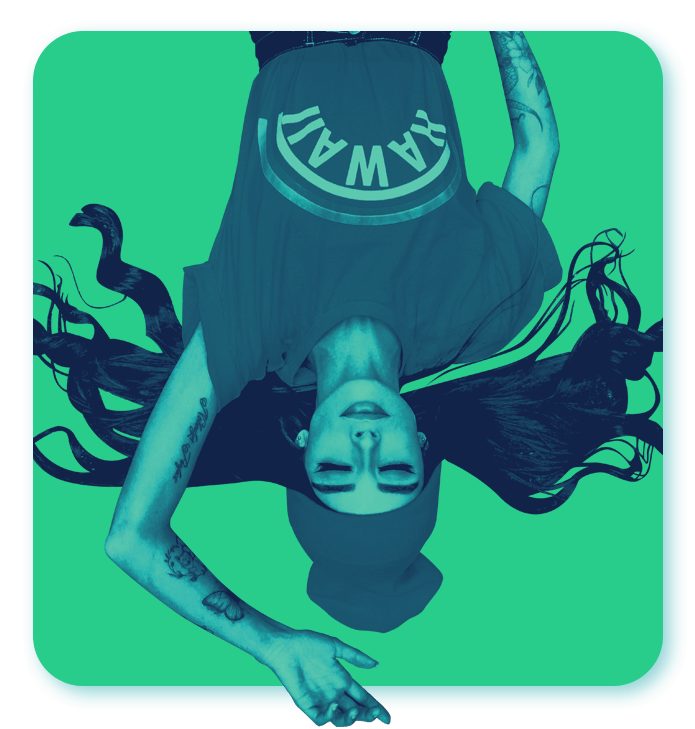 relaxed woman laying down with hair sprawled out