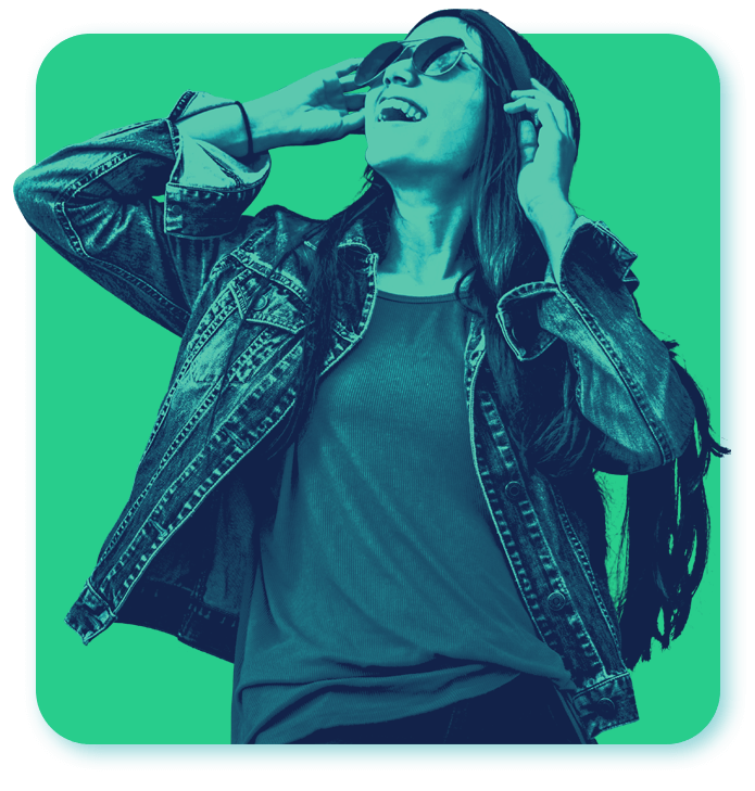 happy woman smiling with glasses